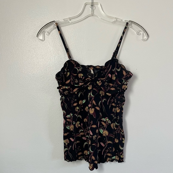 Free People Black Floral Camisole Tank Top Fairy Y2K XS Dark Foral Babydoll - Picture 1 of 5